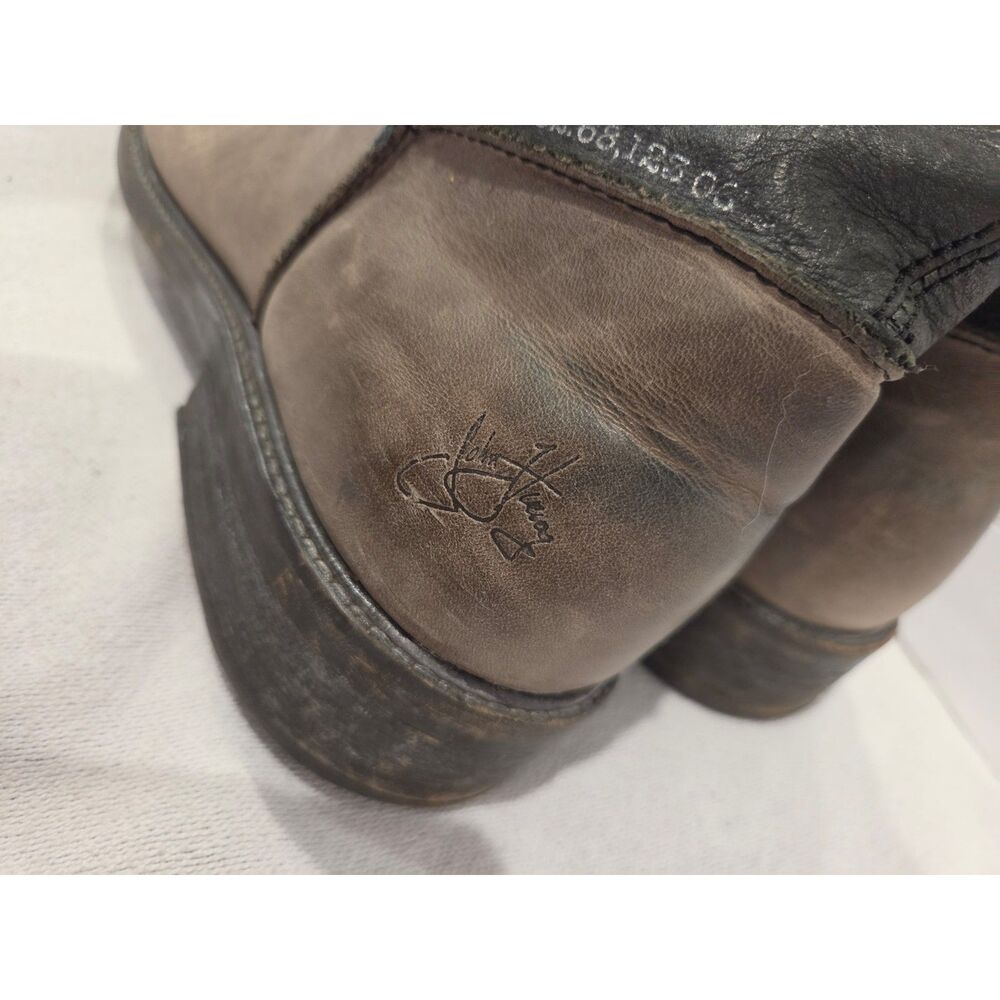 John Fluevog Holden Two Tone Leather Ankle Boots Distressed Grey Black Sz 11 - Picture 5 of 11